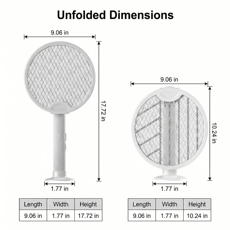 TYIIPLUS™ Foldable Electric Fly Swatter Racket 3000V – USB Rechargeable 2-in-1 Bug Zapper & UV Mosquito Trap, 1200mAh