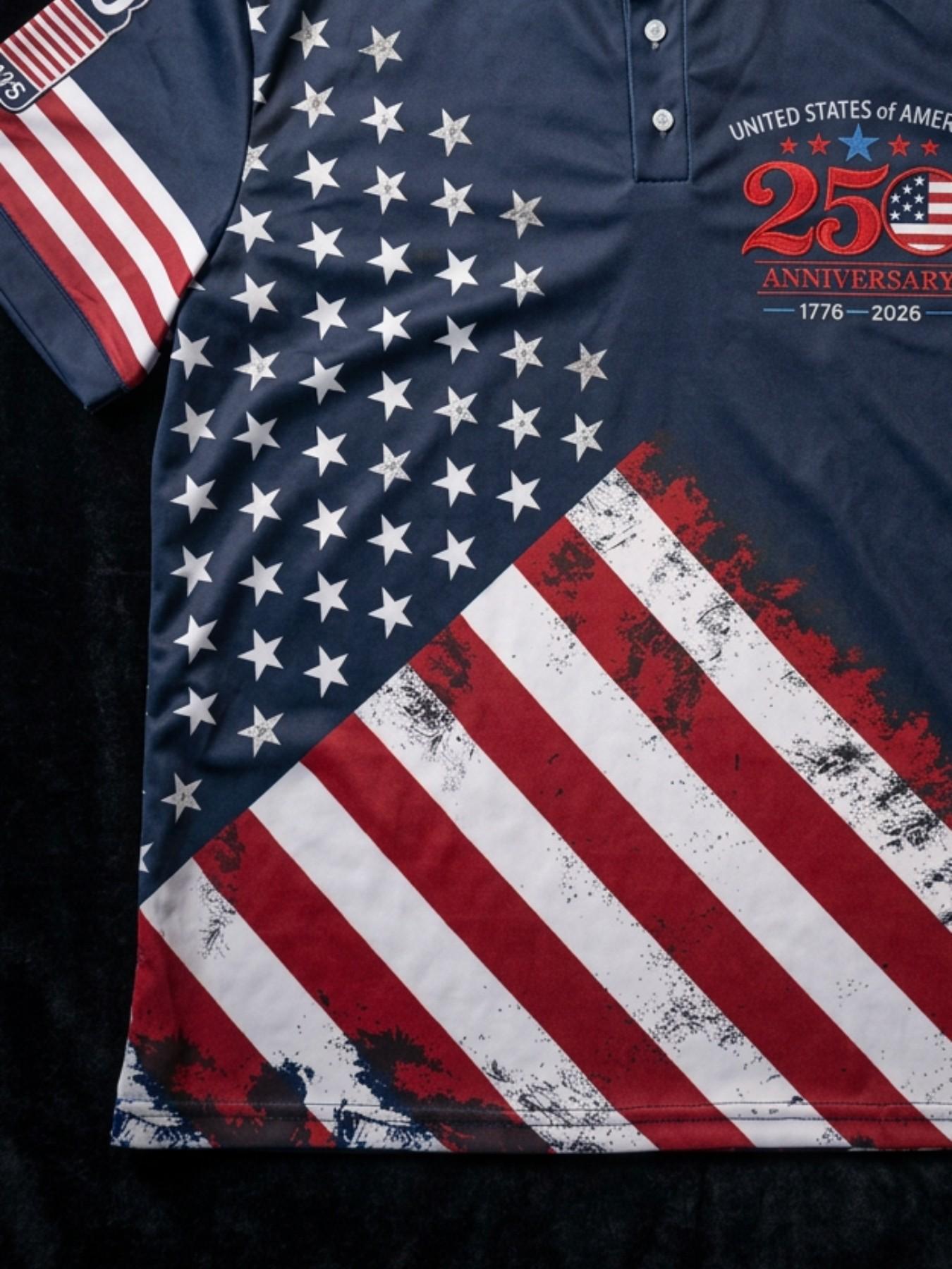250th Anniversary American Flag Polo Shirt for Men