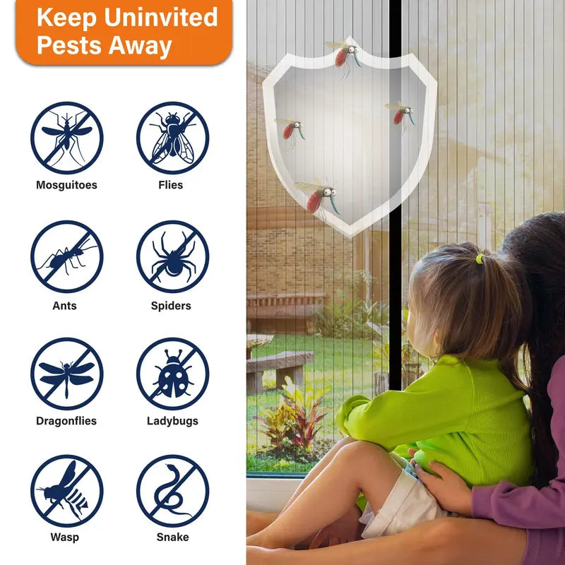 Magnetic Screen Door – Self-Sealing Mesh Curtain, Hands-Free Entry, Easy Install, Pet & Kid Friendly
