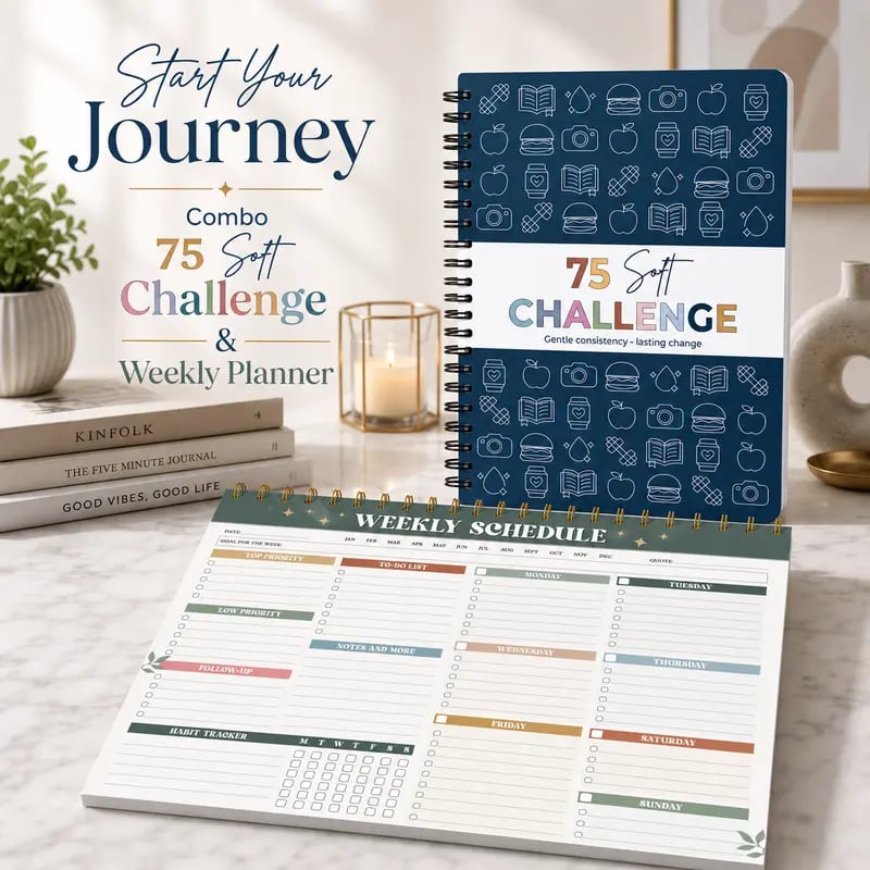 š75 Soft Challenge Journal For Women | The Gentle Habit Tracker That Helps You Finish What You Start