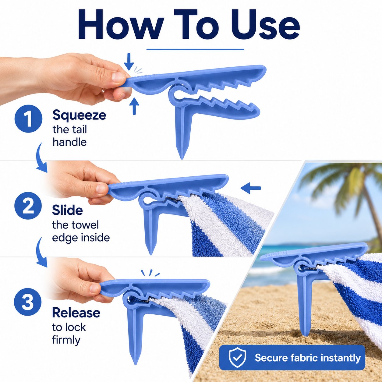 🦖 Dinosaur Shape Beach Towel Clips | Windproof Sand Secure Holder (4 Pcs)