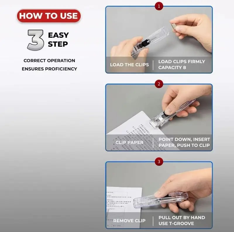 📎 Portable Binder Clip Stapler + 100 Clips – Non-Destructive Paper Clamp Dispenser for Office, Home & School 🏫✏️