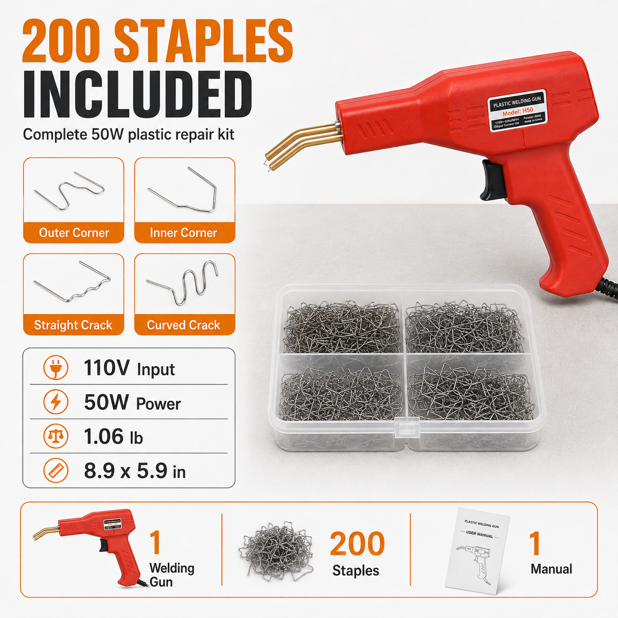 š§ Handheld Car Plastic Welding Repair Tool (200 Staples Included)