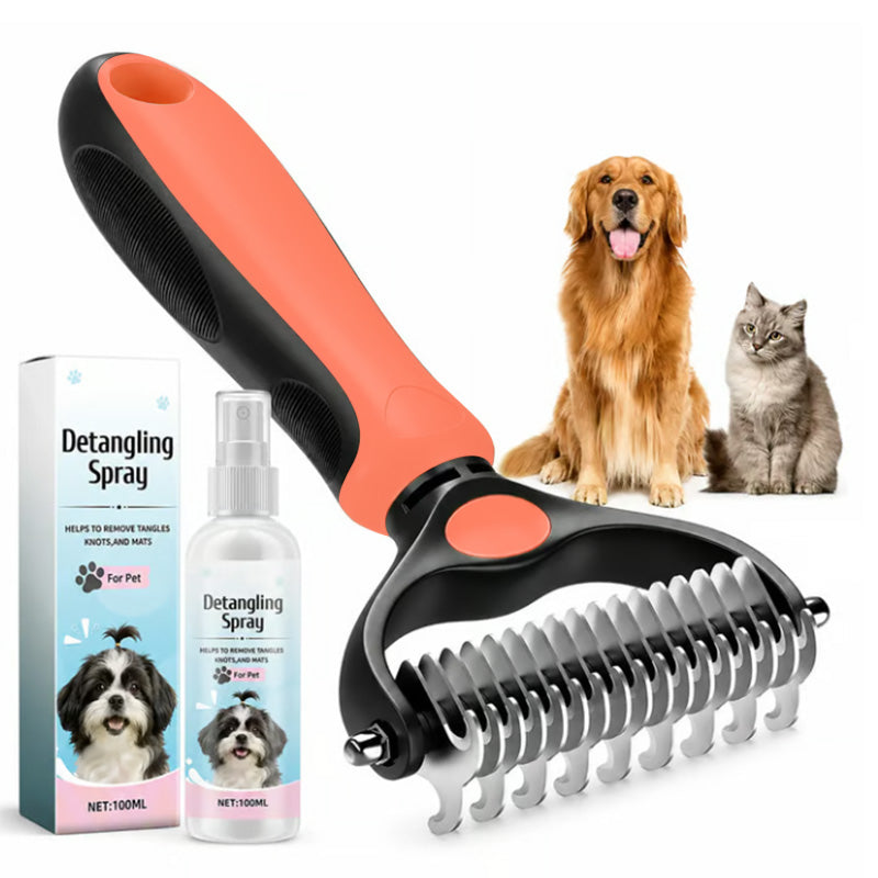 ๐พ Double-Sided Deshedding Pet Brush โ Dual-Sided, Ergonomic & Gentle for Dogs & Cats