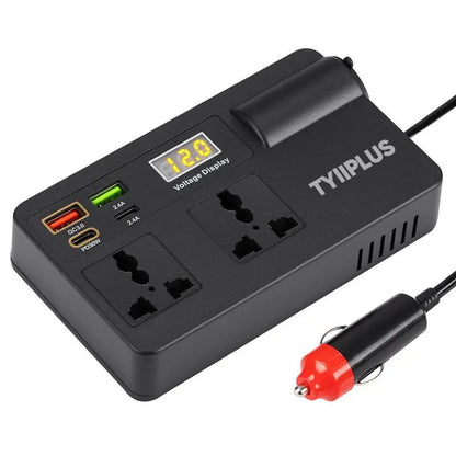 TYIIPLUS™ 12V/24V Car Power Inverter with PD30W Fast Charging & Dual AC Outlets