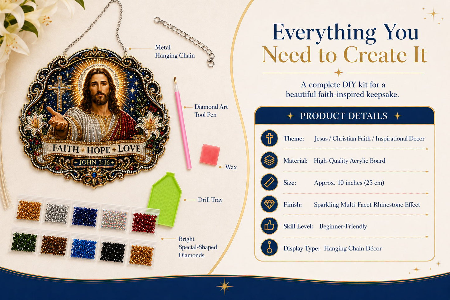 ✝️✨Jesus Diamond Art Hanging Ornament Kit