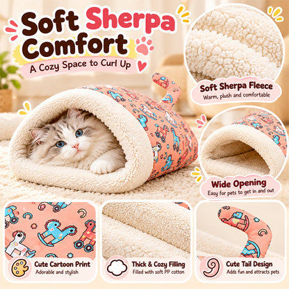 🐱 Plush Self-Warming Pet Sleeping Bag & Cave Bed