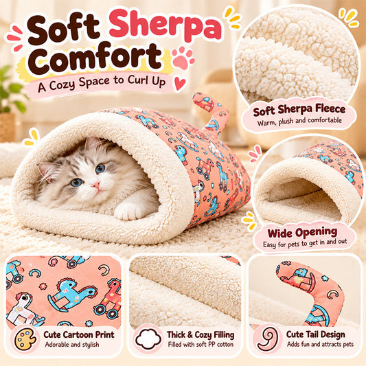 🐱 Plush Self-Warming Pet Sleeping Bag & Cave Bed