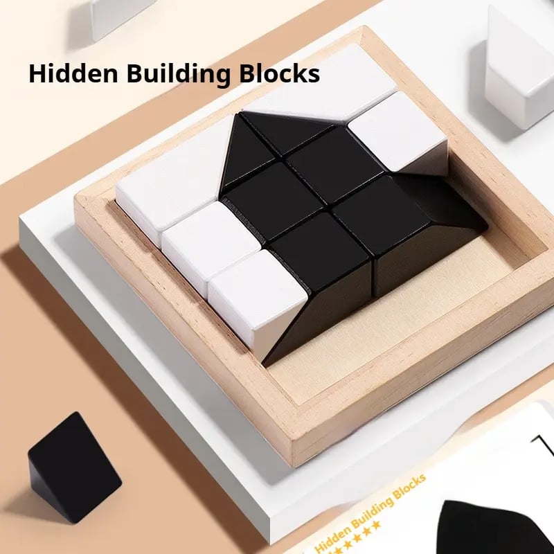🧠 Hidden Blocks Brain Builder – 3D STEM Puzzle for Logic & Problem-Solving Skills, Educational Wooden Building Toy for All Ages