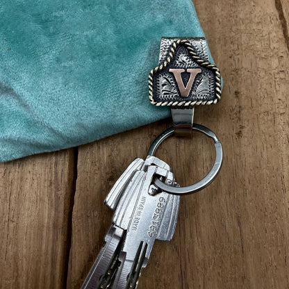 Handmade Cow Tag Belt  Key Holder with Custom Initial