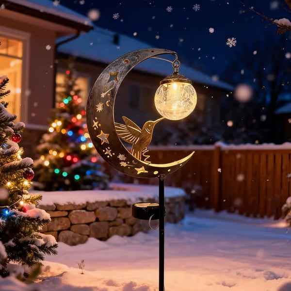 Solar Hummingbird Moon Garden Light – Decorative Outdoor Stake Lantern🌙