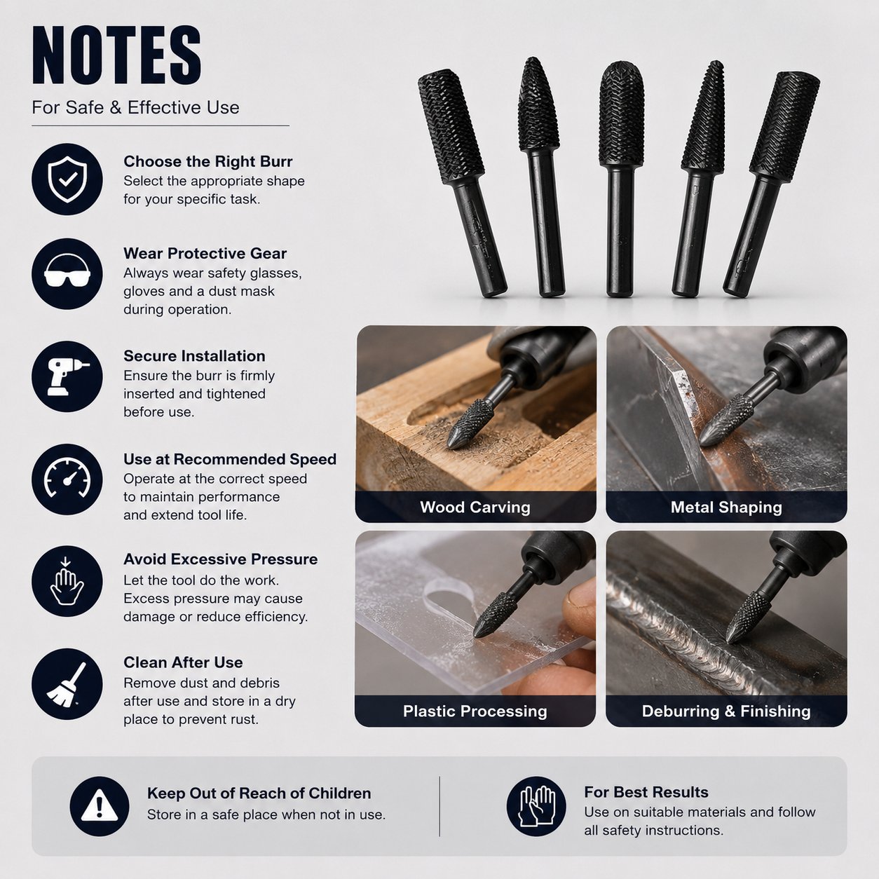🔥 5-Piece Carbon Steel File Set – High-Speed Wood Grinding & Carving Bits