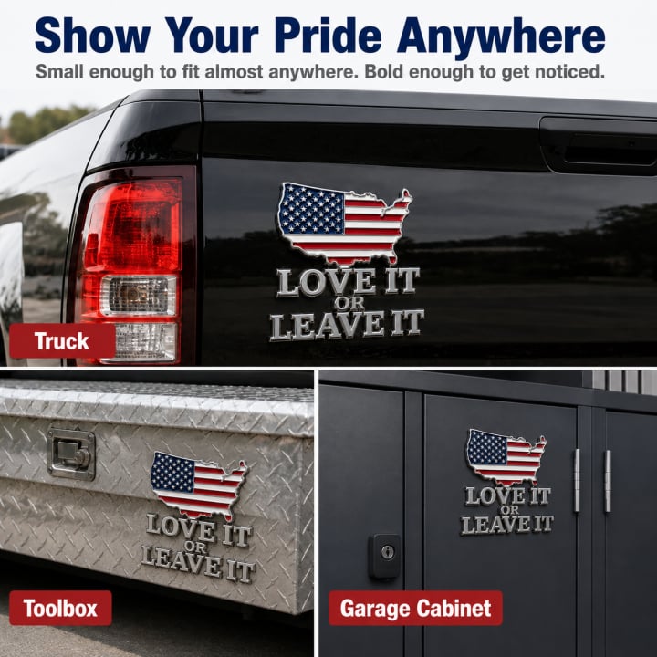 ★“LOVE IT OR LEAVE IT” USA Flag Emblem Car Badge★
