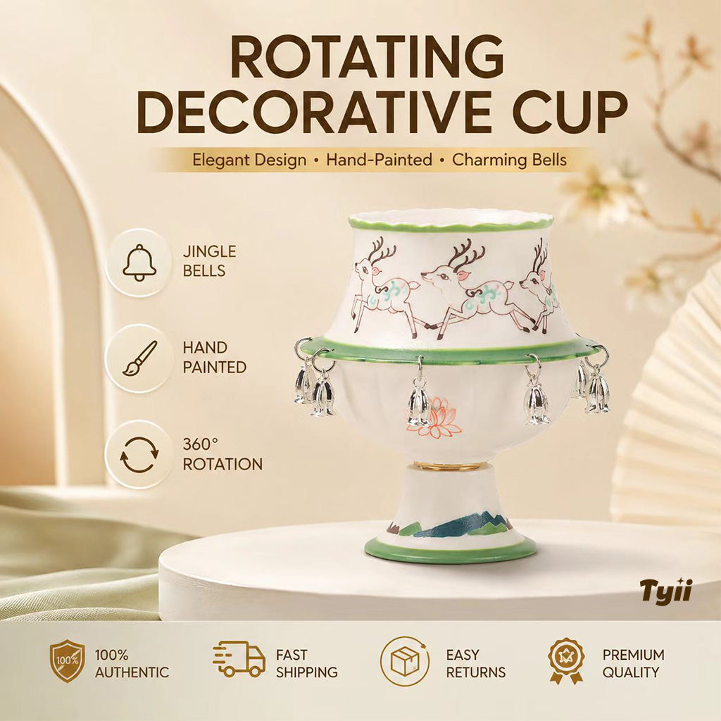 The Oriental Charm: Hand-Painted Under-Glaze Rotating Tea Cup with Luxury Gift Box