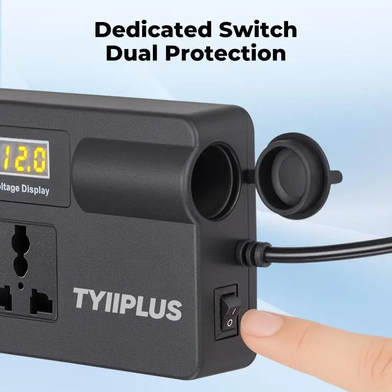 TYIIPLUS™ 12V/24V Car Power Inverter with PD30W Fast Charging & Dual AC Outlets