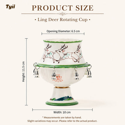 The Oriental Charm: Hand-Painted Under-Glaze Rotating Tea Cup with Luxury Gift Box
