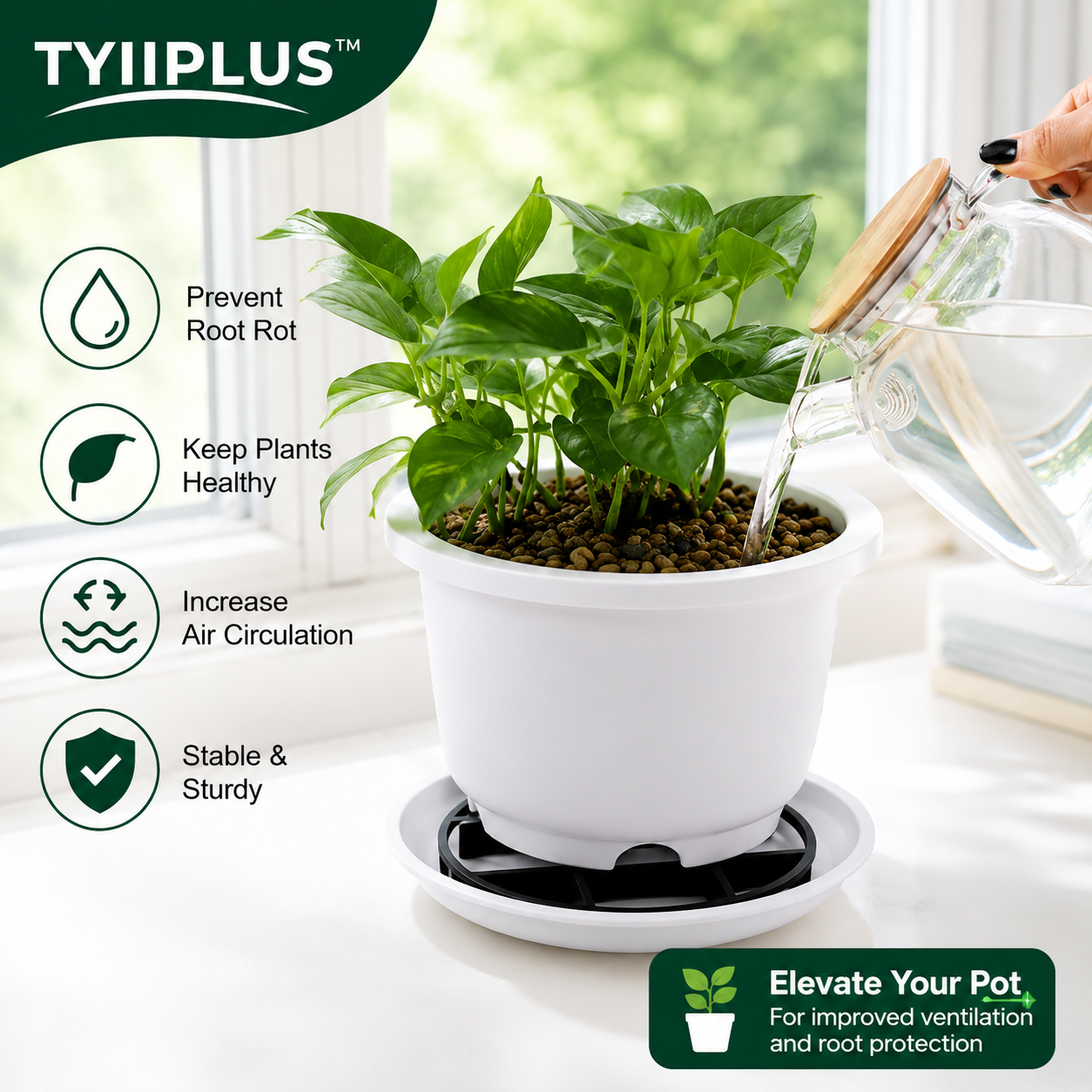 TYIIPLUS™ Plant Pot Riser Stand for Better Drainage & Healthy Roots