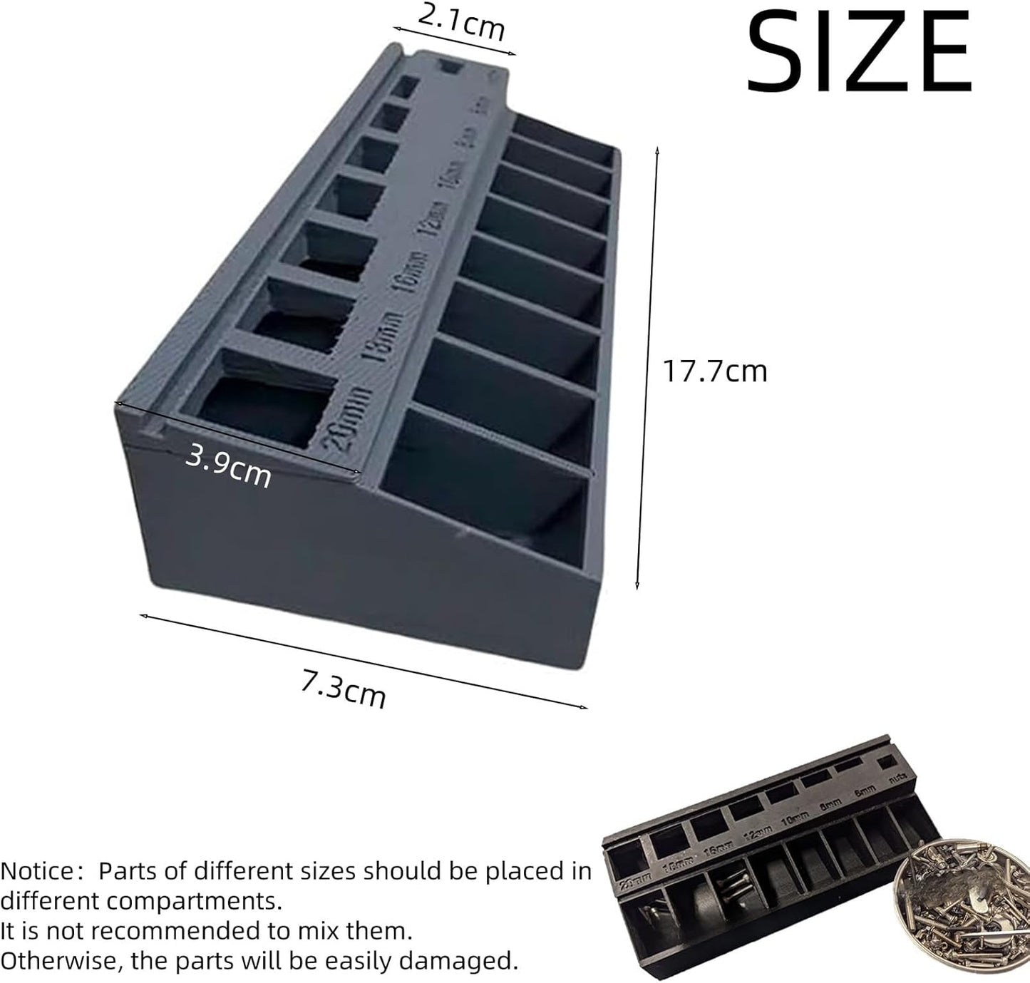 M3 Screw Organizer – Precision Bolt Sorter Tray with 7 Measuring Slots