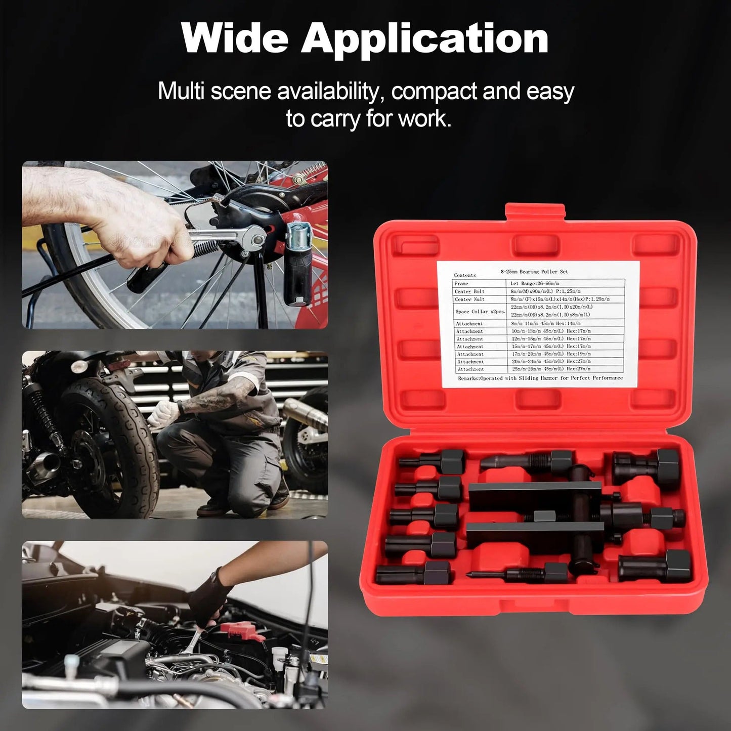 10PCS Blind Hole Bearing Puller Kit – Motorcycle Wheel Inner Bearing Removal Tool Set (0.31"–0.98")