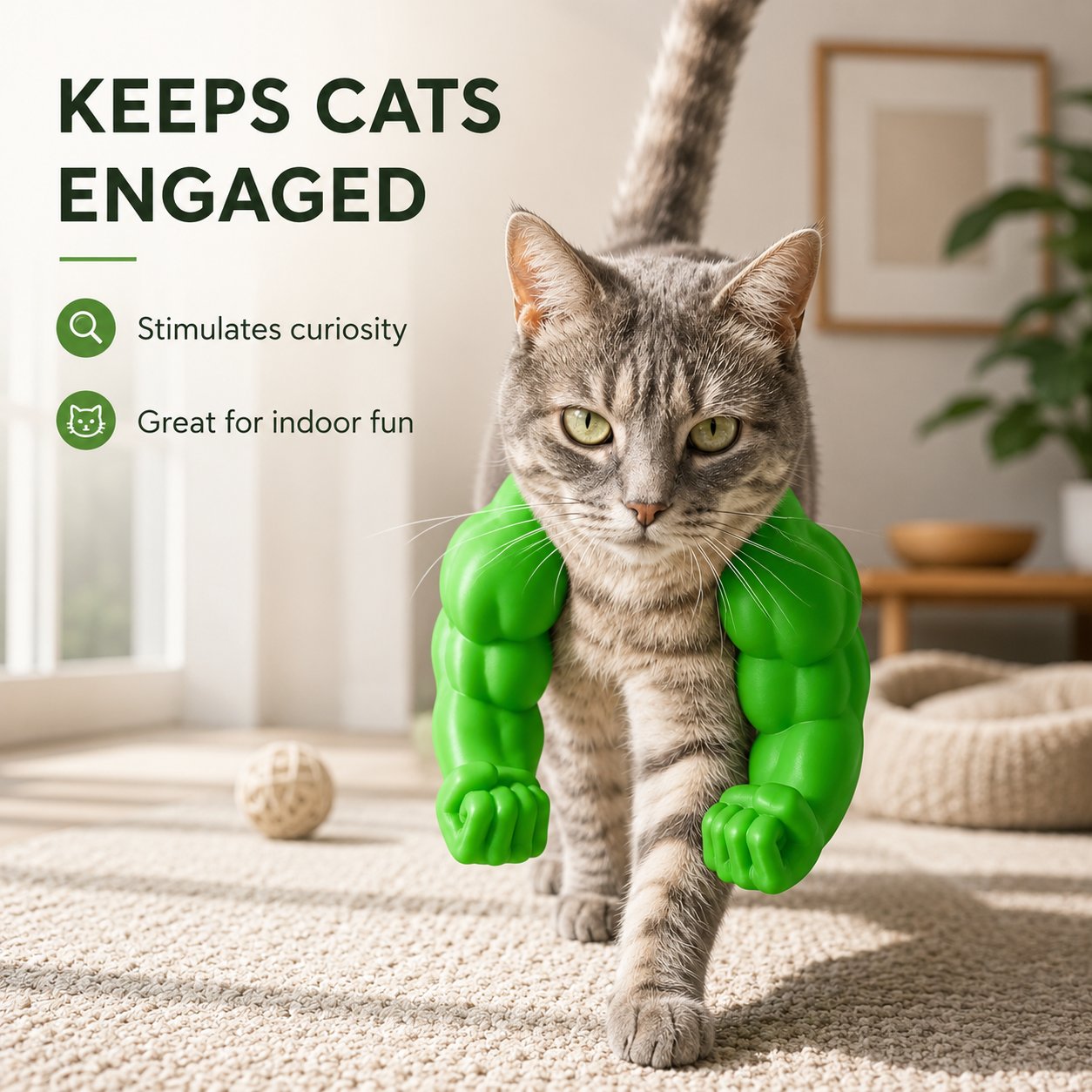 Creative Green Giant Muscle Arm Cat Toy