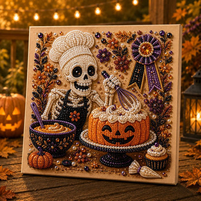 👻Premium 3D Pearl Absurd Halloween Wall Art Kit | Luxury Flocked Canvas with Scratch-Resistant Non-Fading Pearl Beads DIY Funny Spooky Decor 🕷️✨