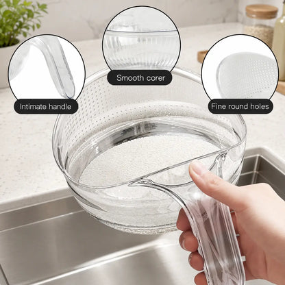 TYIIPLUS™ 2PCS Multifunctional Rice Strainer with Handle – BPA-Free Transparent Drain Basket for Rice, Vegetables, Fruits & Pasta