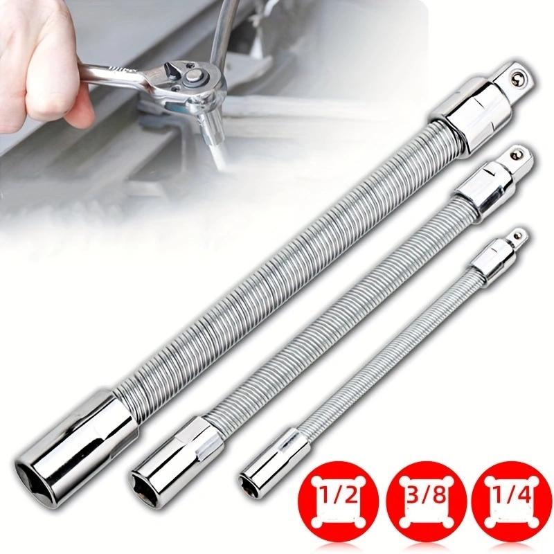 TYIIPLUS™ Flexible Socket Extension Bar Set – Bendable Ratchet Wrench Extensions for Tight Spaces, CR-V Steel Automotive Repair Tool Kit