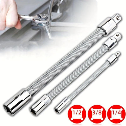 TYIIPLUS™ Flexible Socket Extension Bar Set – Bendable Ratchet Wrench Extensions for Tight Spaces, CR-V Steel Automotive Repair Tool Kit