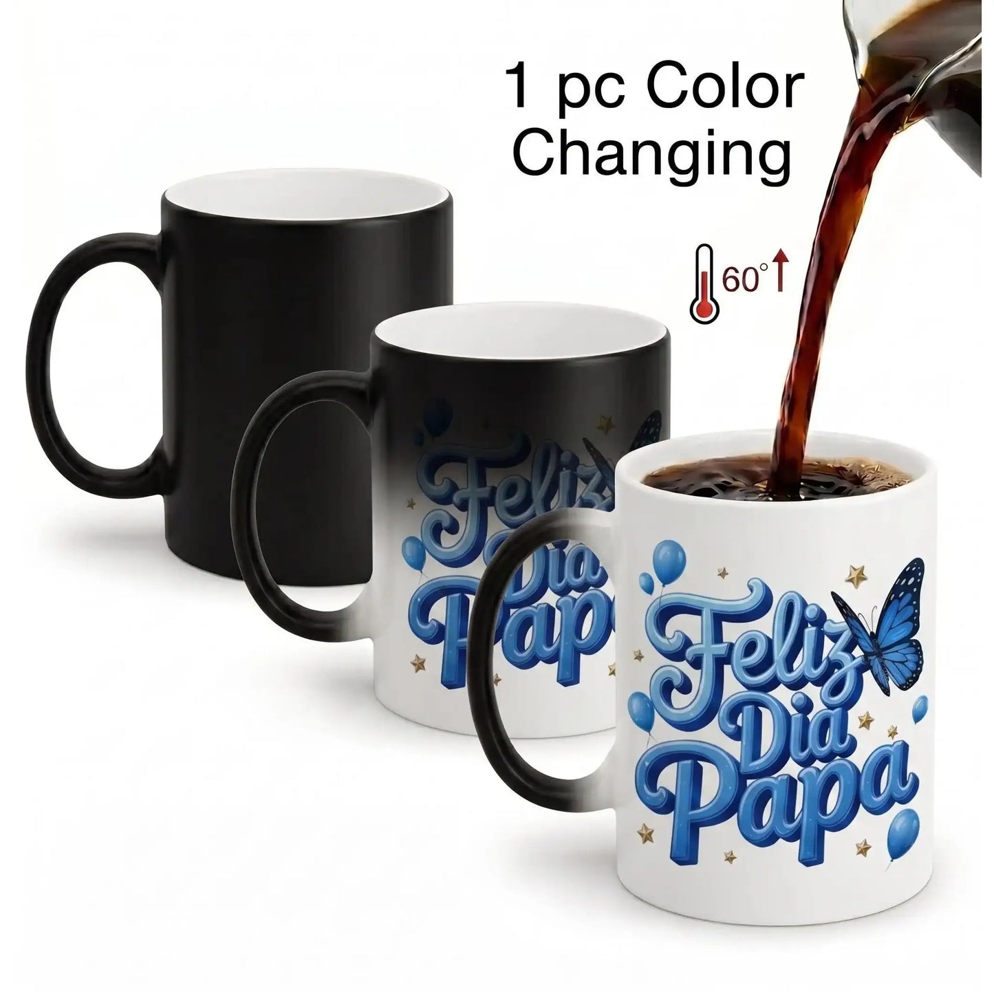 Feliz Día Papá Magic Color Changing Mug – Spanish Father's Day Heat Reveal Coffee Cup Gift for Dad