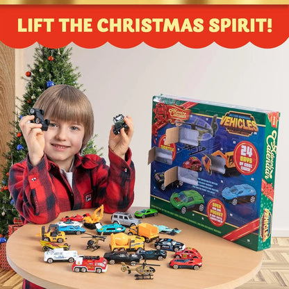 TYIIPLUS™ 2026 Christmas Car Advent Calendar – 24 Die-Cast Vehicles for Kids, Daily Countdown Surprises