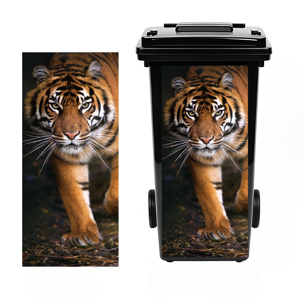 🐮 Highland Cow Floral Print Trash Can Sticker