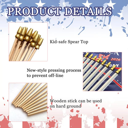 America 250th Birthday Handheld Flags – 1776–2026 Patriotic Mini Stick Flags for Independence Day Celebrations