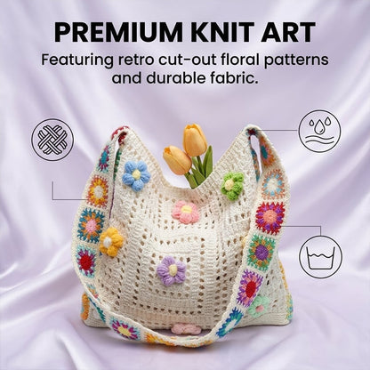 Casual Hollow Knit Tote Bag – Large Capacity Woven Shoulder Bag
