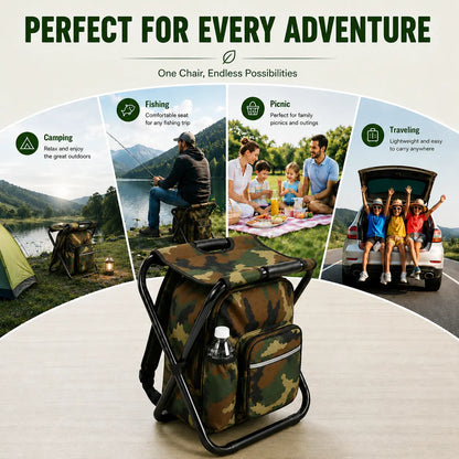 TYIIPLUS™ 3-in-1 Folding Backpack Stool with Insulated Cooler Bag