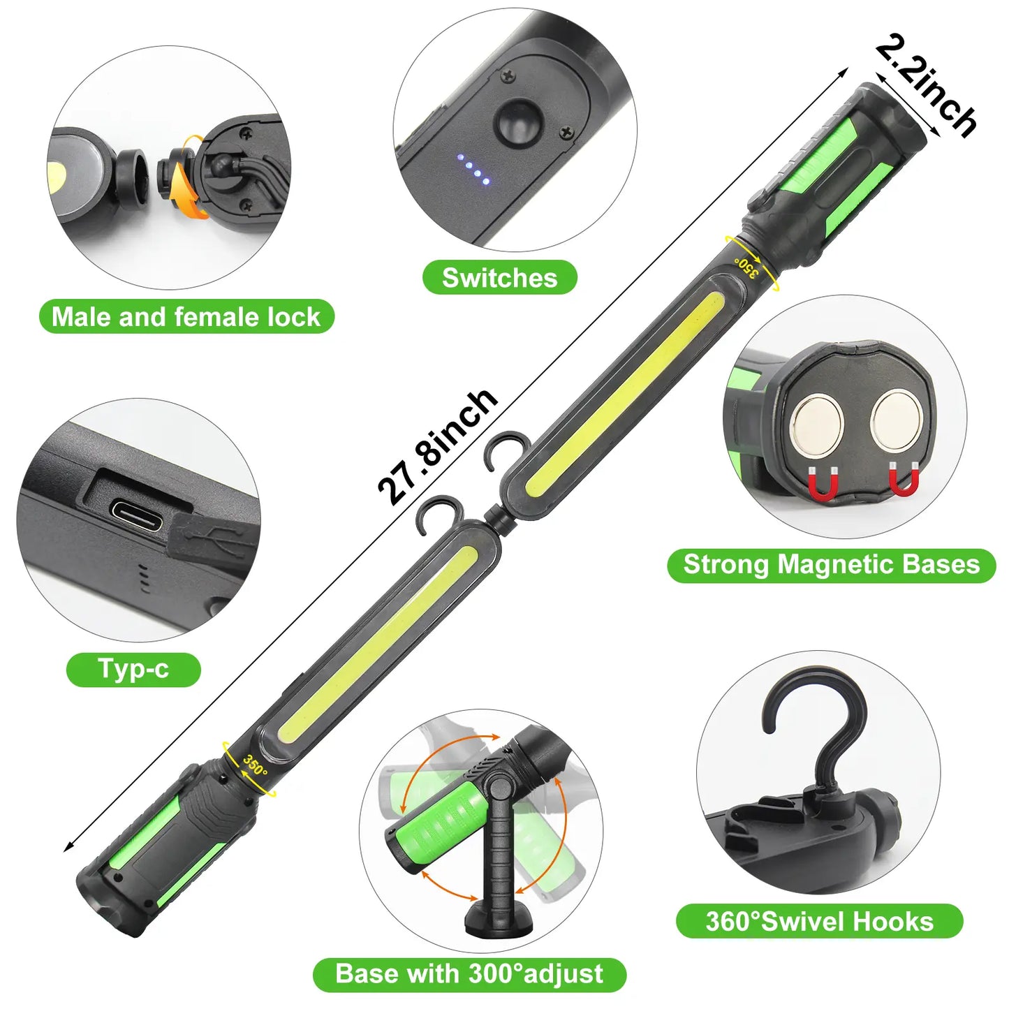 TYIIPLUS™ 2400LM Rechargeable LED Work Light Bar