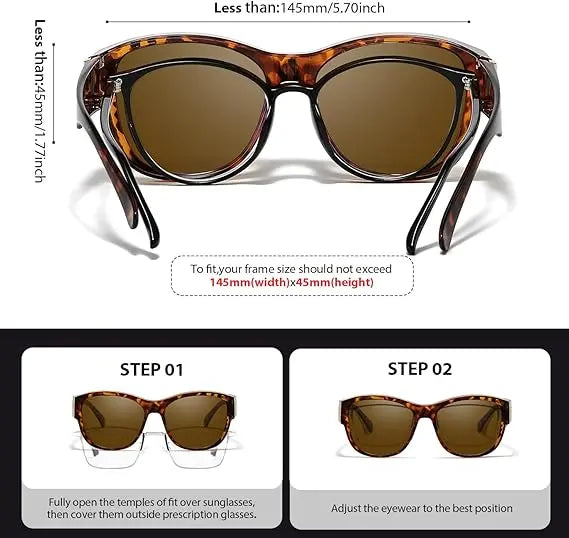 TYIIPLUS™ Polarized Fit-Over Sunglasses for Women - Stylish UV400 Over-Glasses Sunglasses for Prescription Eyewear