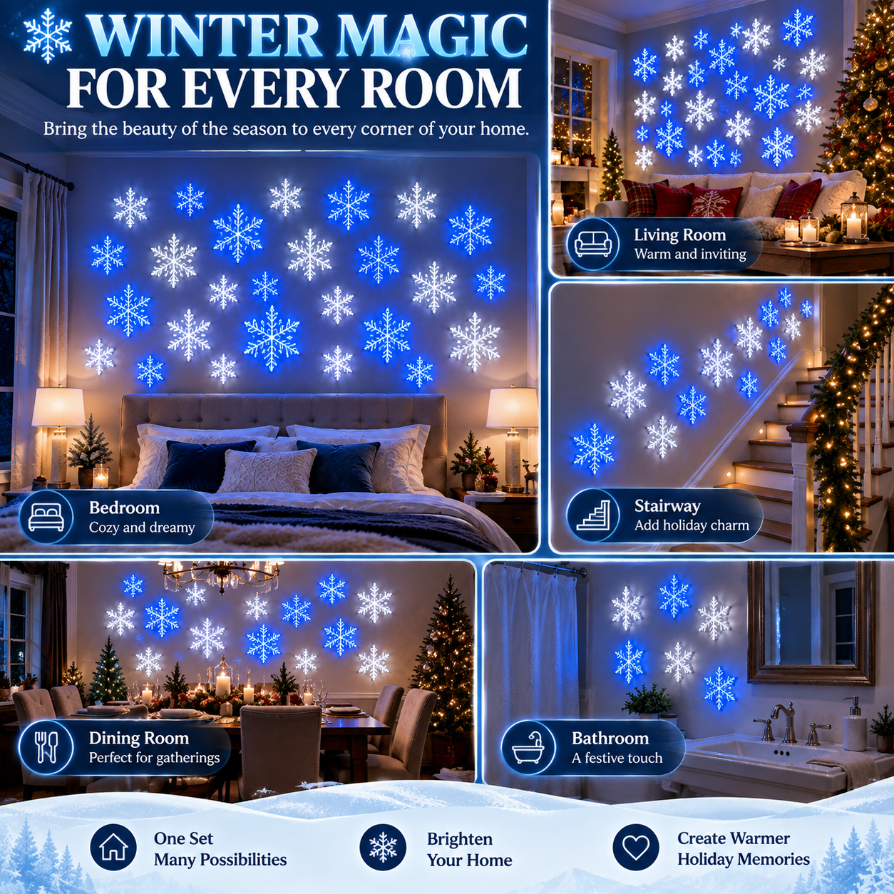 ❄️TYIIFIND LED Snowflake Wall Light Set (12 Pcs)