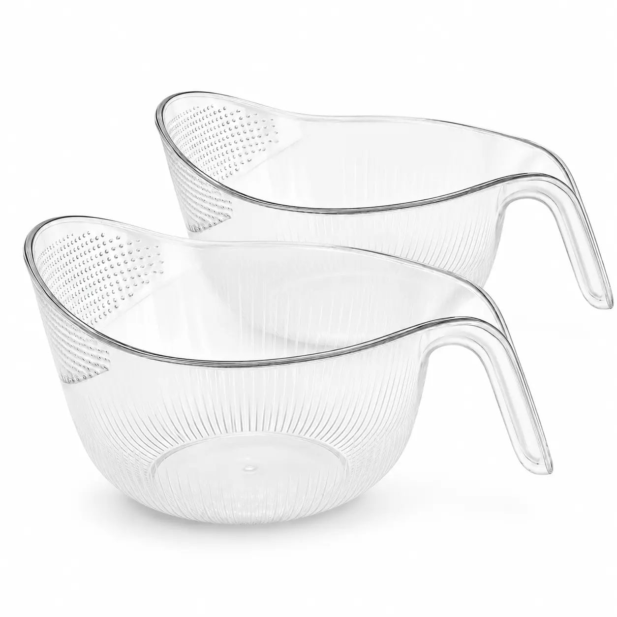 TYIIPLUS™ 2PCS Multifunctional Rice Strainer with Handle – BPA-Free Transparent Drain Basket for Rice, Vegetables, Fruits & Pasta