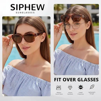 TYIIPLUS™ Polarized Fit-Over Sunglasses for Women - Stylish UV400 Over-Glasses Sunglasses for Prescription Eyewear