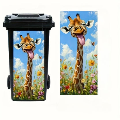 🐮 Highland Cow Floral Print Trash Can Sticker