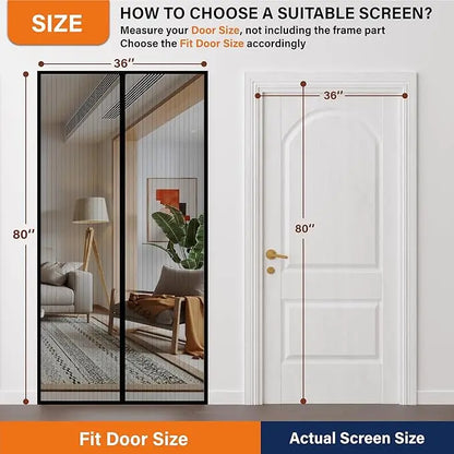 Magnetic Screen Door – Self-Sealing Mesh Curtain, Hands-Free Entry, Easy Install, Pet & Kid Friendly
