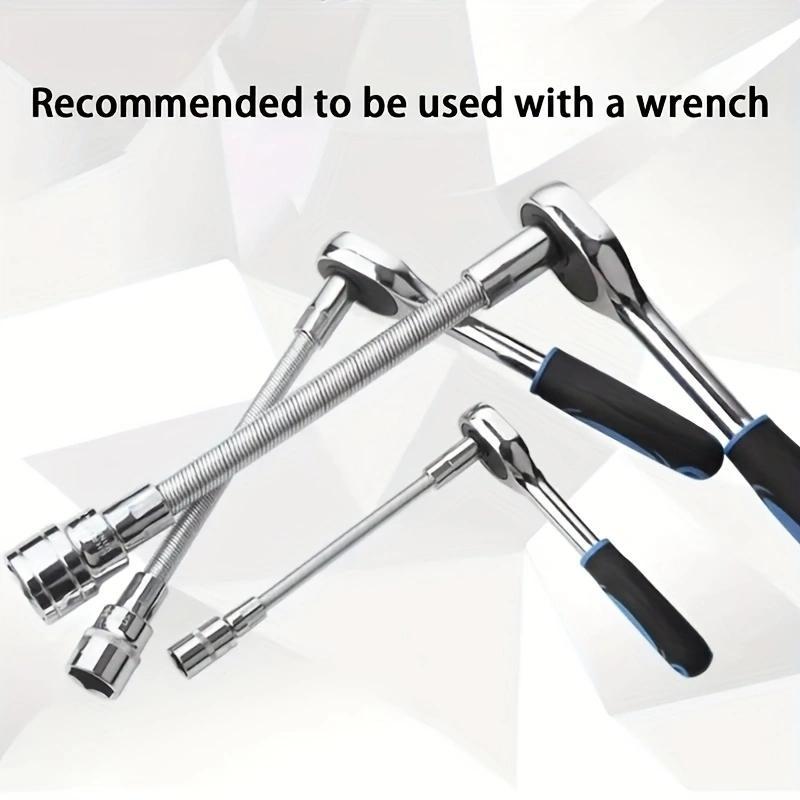 TYIIPLUS™ Flexible Socket Extension Bar Set – Bendable Ratchet Wrench Extensions for Tight Spaces, CR-V Steel Automotive Repair Tool Kit