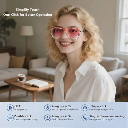 TYIIPLUS™ Smart Bluetooth 5.4 Audio Sunglasses – Open-Ear Wireless Music Glasses with UV Protection & Hands-Free Calling