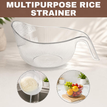 TYIIPLUS™ 2PCS Multifunctional Rice Strainer with Handle – BPA-Free Transparent Drain Basket for Rice, Vegetables, Fruits & Pasta