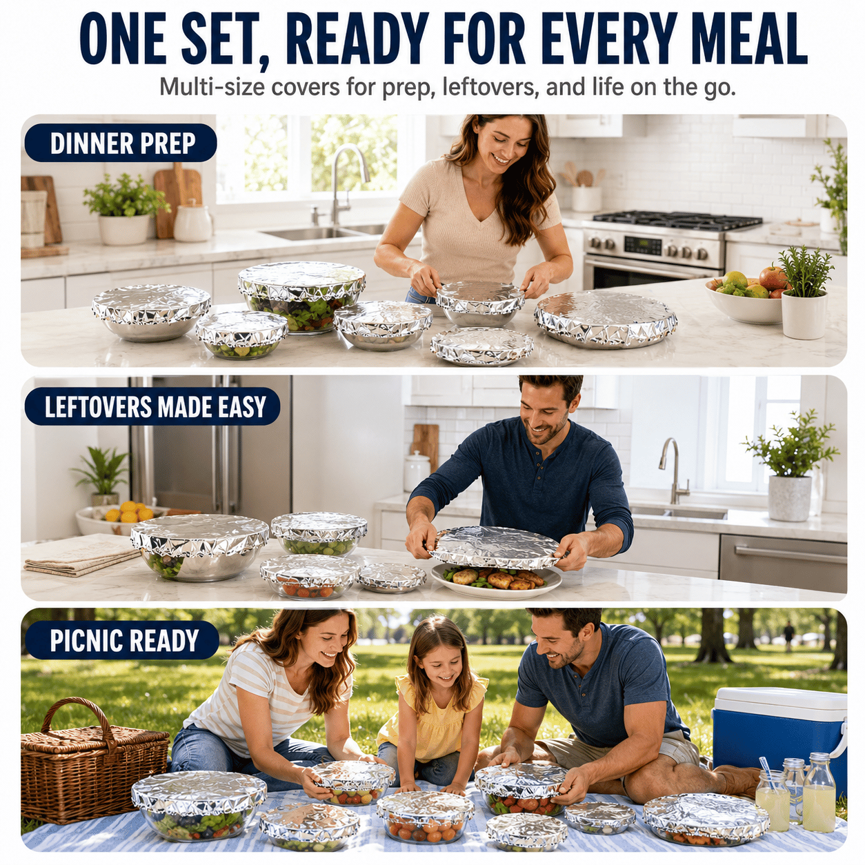 Reusable Foil Food Covers – Airtight Freshness & Bug Protection