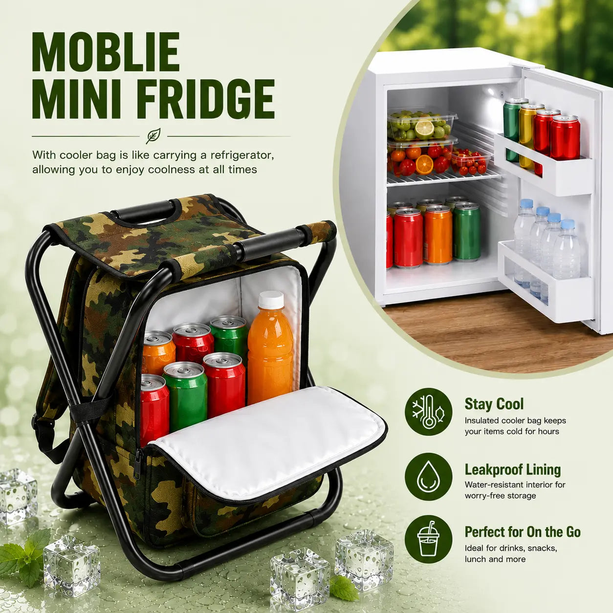 TYIIPLUS™ 3-in-1 Folding Backpack Stool with Insulated Cooler Bag