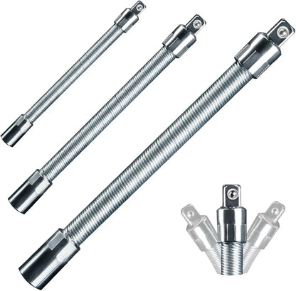 TYIIPLUS™ Flexible Socket Extension Bar Set – Bendable Ratchet Wrench Extensions for Tight Spaces, CR-V Steel Automotive Repair Tool Kit