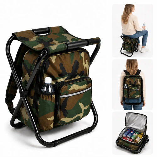 TYIIPLUS™ 3-in-1 Folding Backpack Stool with Insulated Cooler Bag
