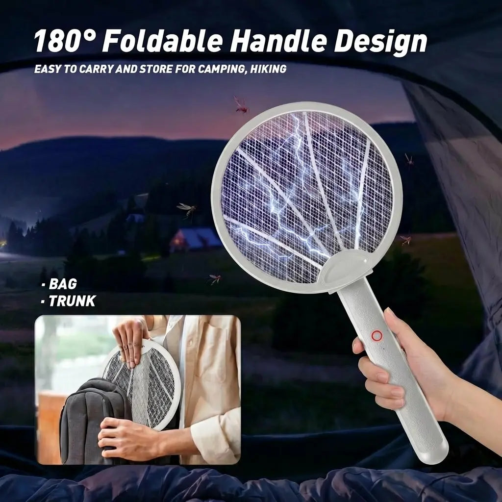 TYIIPLUS™ Foldable Electric Fly Swatter Racket 3000V – USB Rechargeable 2-in-1 Bug Zapper & UV Mosquito Trap, 1200mAh