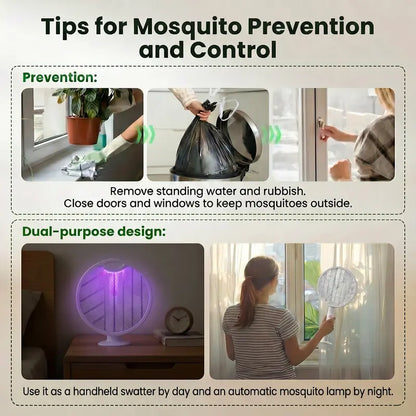 TYIIPLUS™ Foldable Electric Fly Swatter Racket 3000V – USB Rechargeable 2-in-1 Bug Zapper & UV Mosquito Trap, 1200mAh